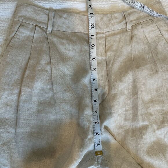 AE77 American Eagle Linen Trouser Pants Womens Size 6 Ivory Pleated Wide Leg - Picture 11 of 12